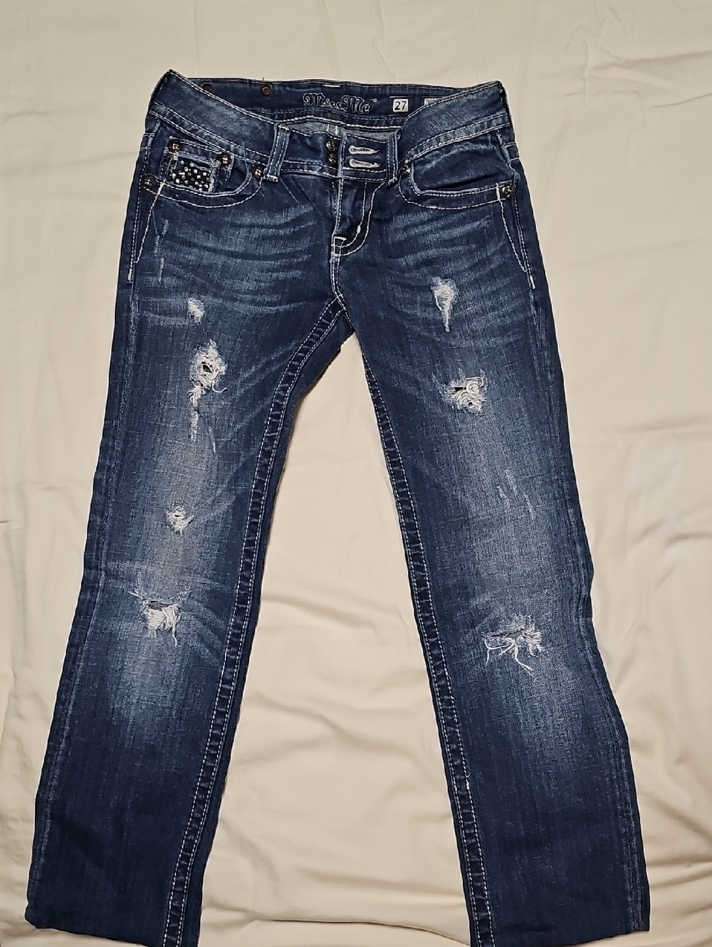 Miss Me Dark Blue Distressed Women’s Jeans